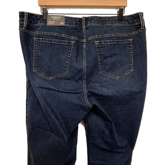 New Torrid Dark Blue Boyfriend Straight Jeans - Size 18R - Picture 5 of 6